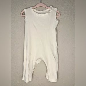 Ribbed Soft Overalls - White